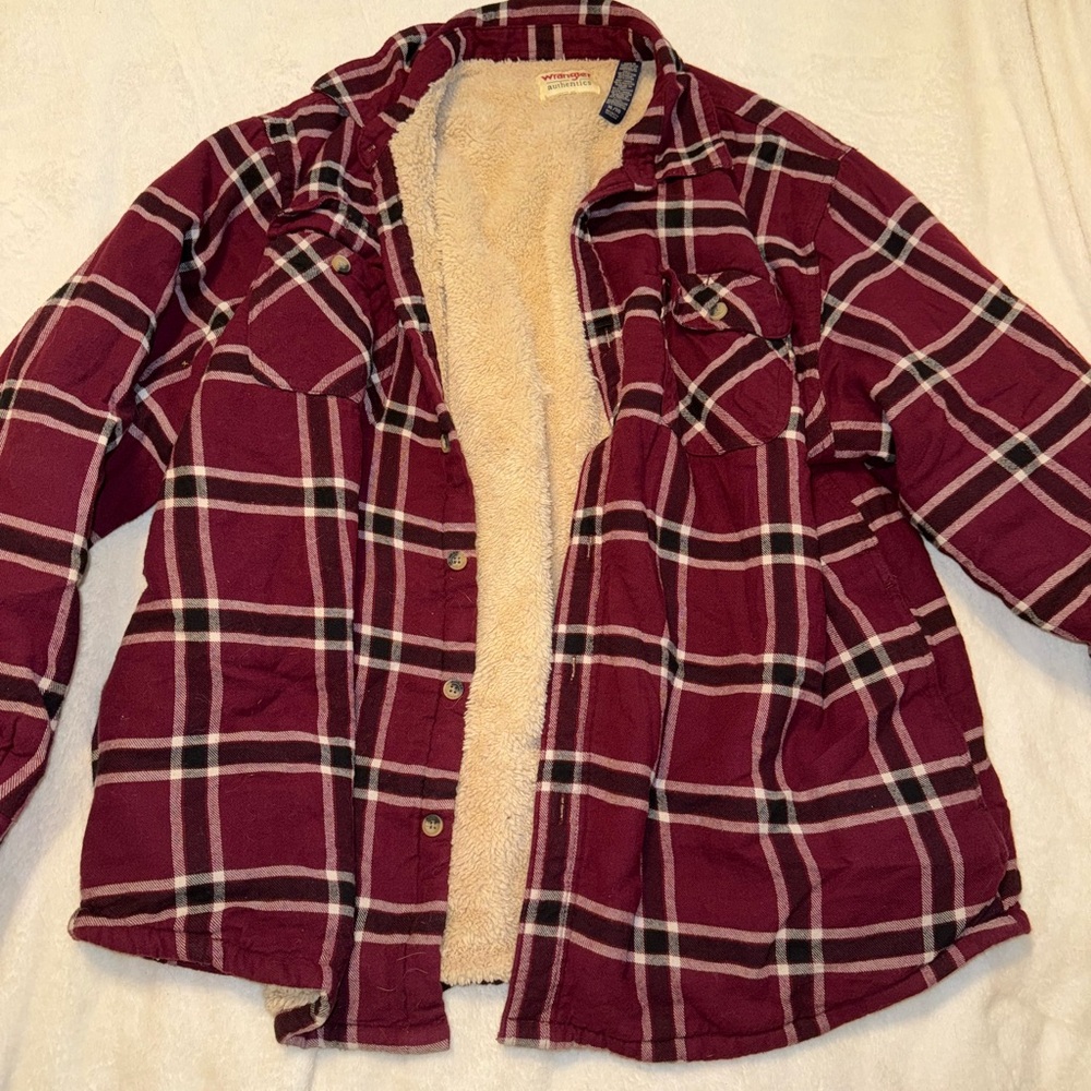 Wrangler Sherpa-Lined Plaid Shacket Jacket Men’s XL